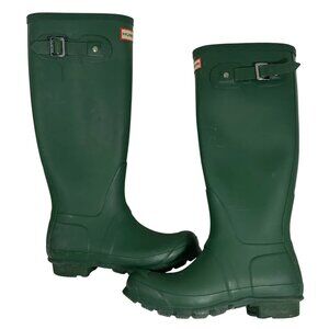 HUNTER Original Tall Womens Size 6 Green Outdoor Waterproof Knee High Rain Boots